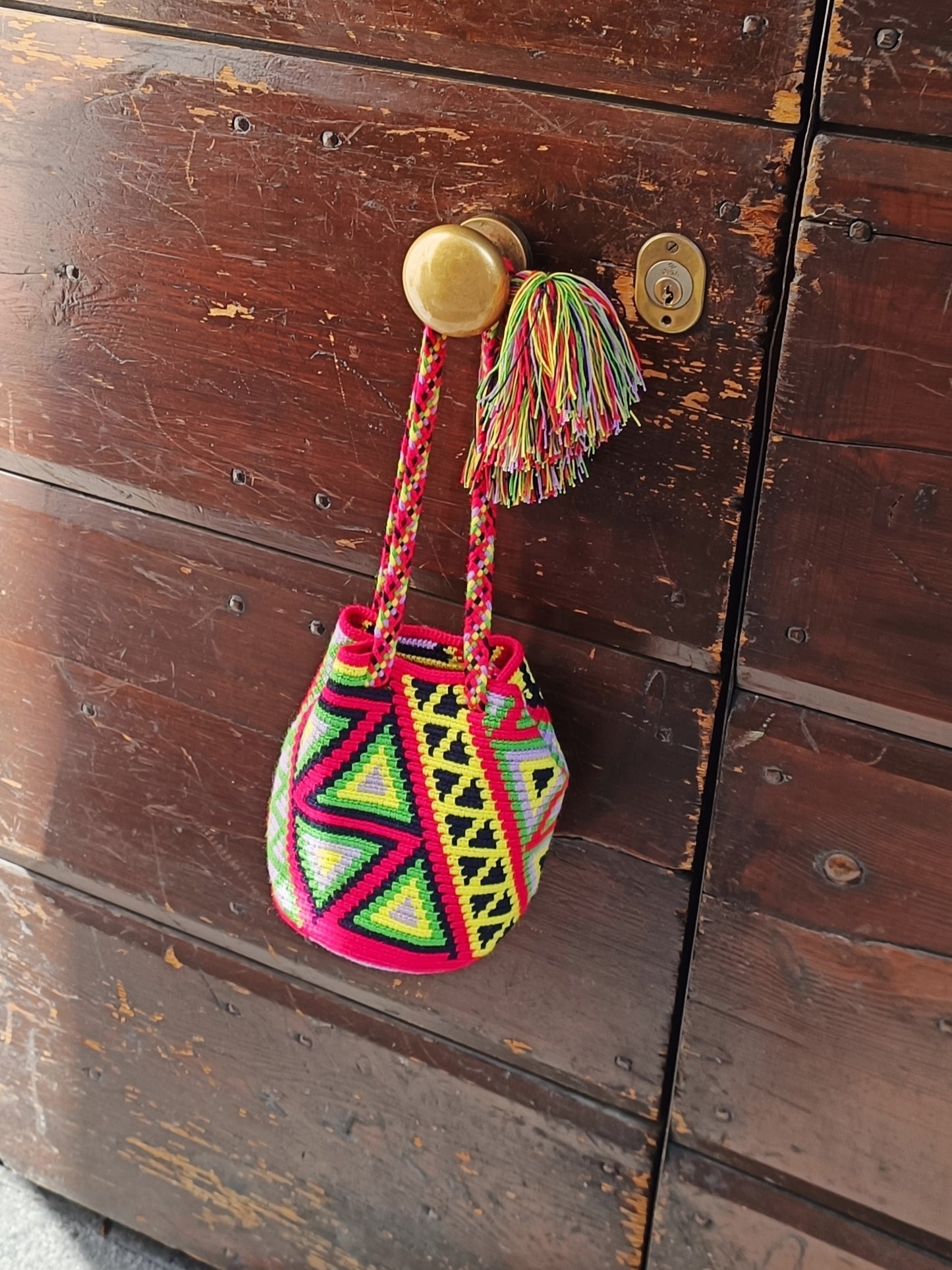 Sac à main mochila S rouge-rose et jaune