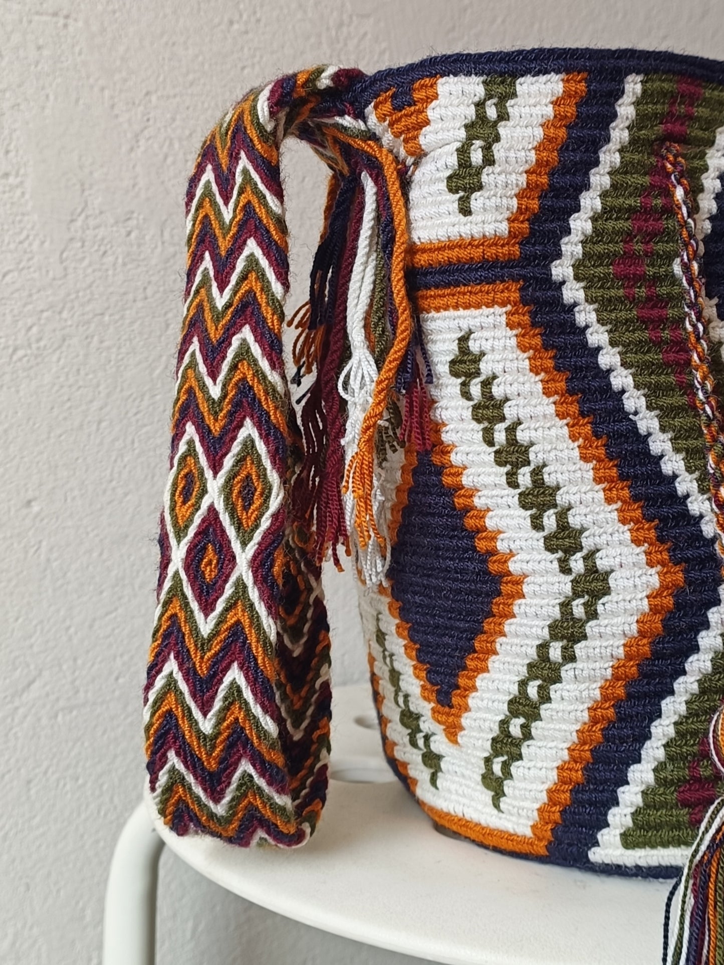 Borsa mochila a tracolla M blu e giallo senape