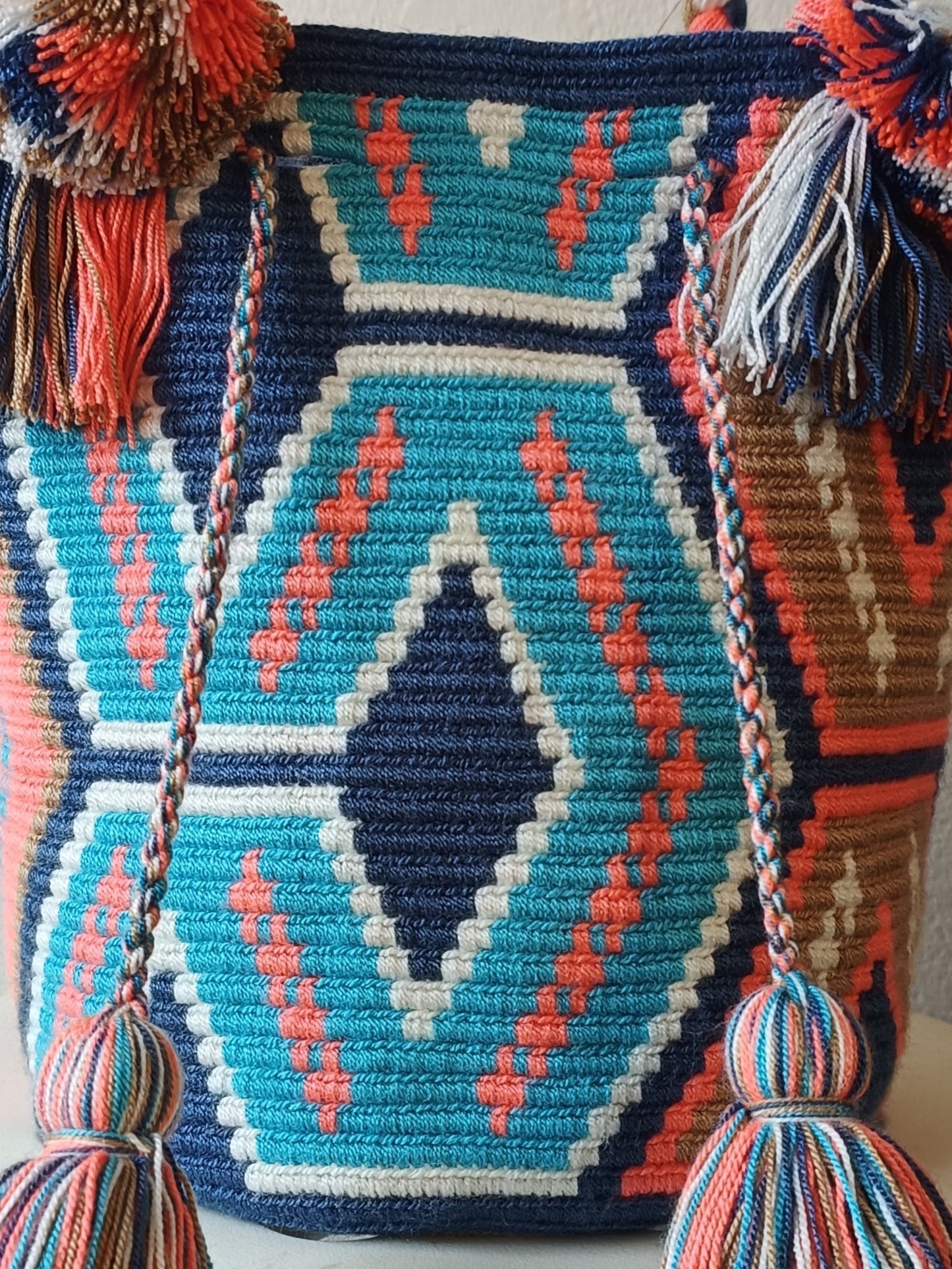 Borsa mochila a mano M blu e rosa