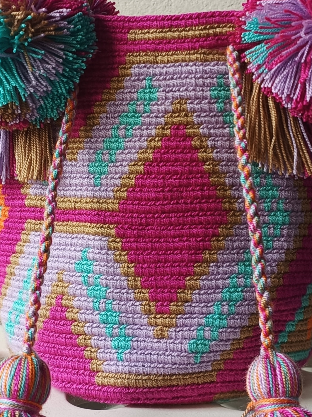 Borsa mochila a mano S rosa ciclamino e azzurra