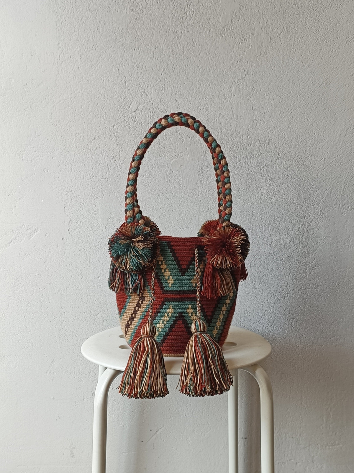 Mochila handbag S brown and green
