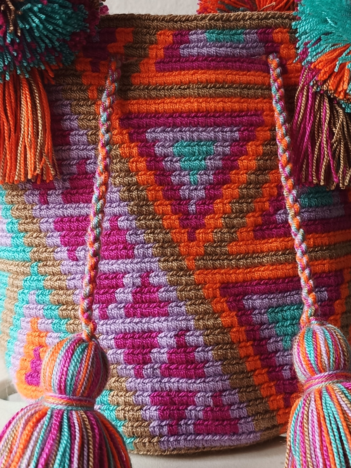 Sac à main mochila S beige et orange