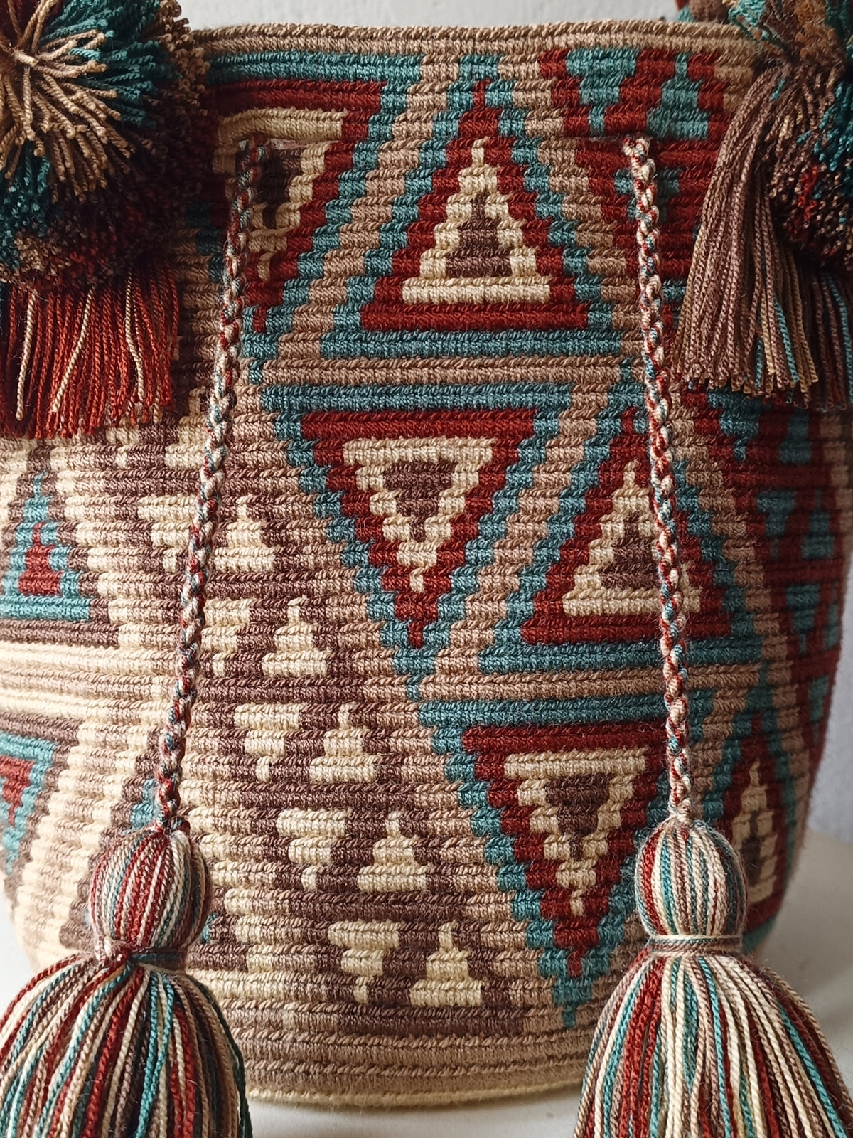Borsa mochila a mano M beige e marrone