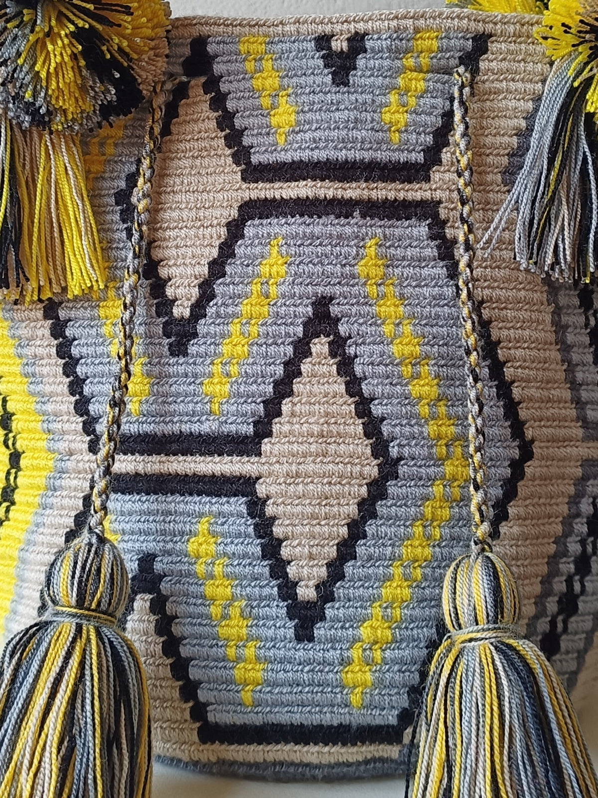 Borsa mochila a mano M gialla e nera