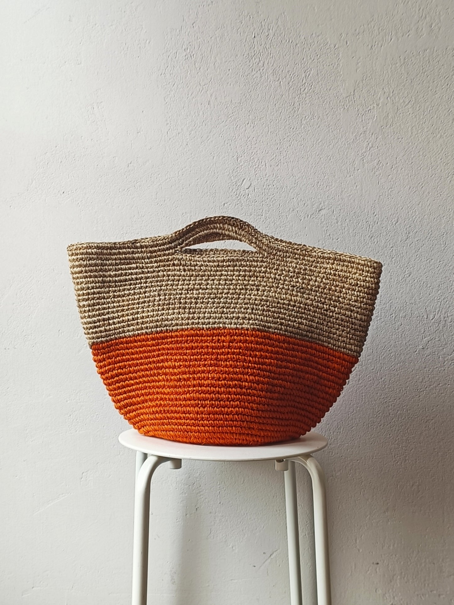 Borsa cesto Tramae XL beige melange e arancione