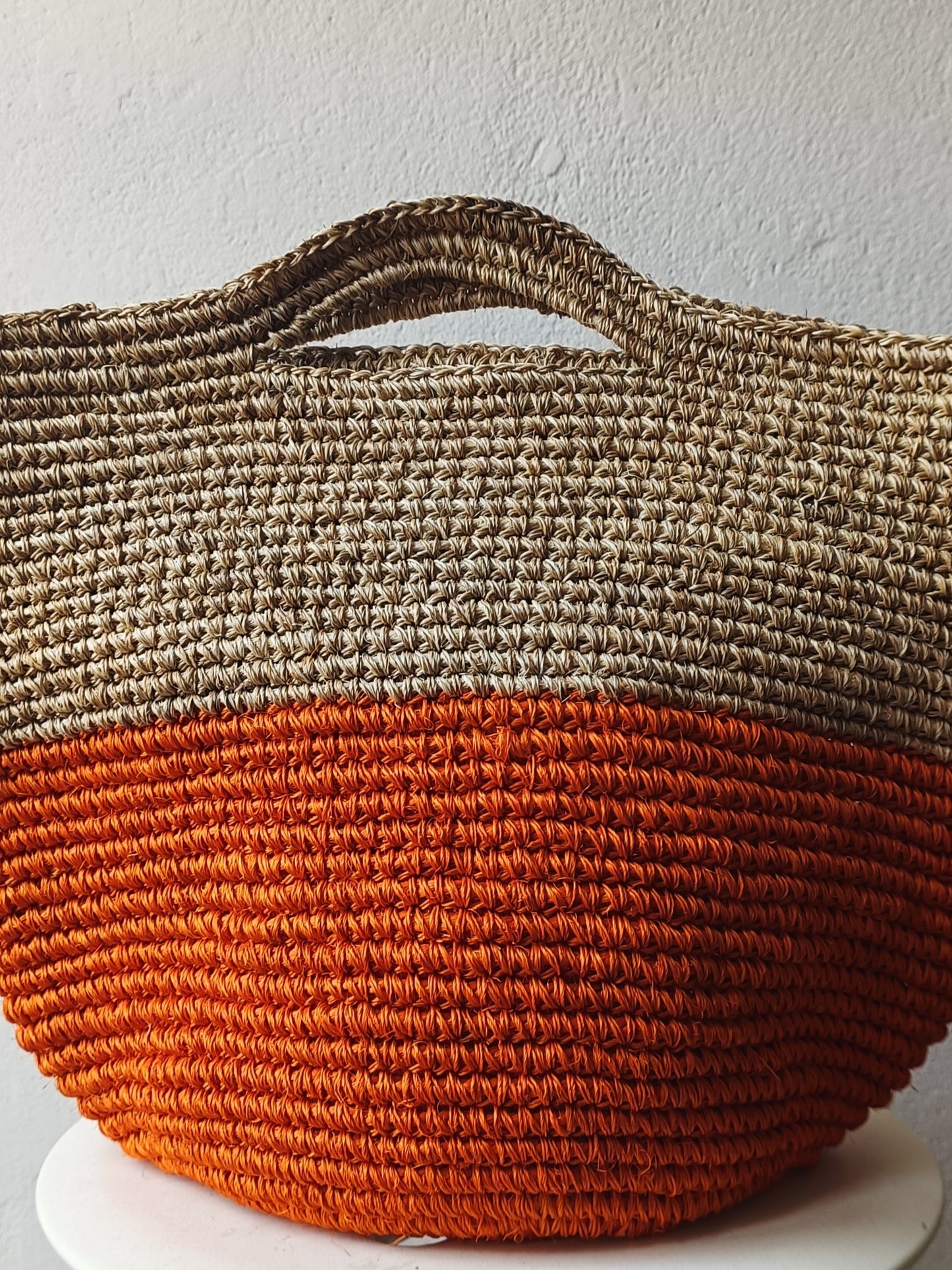 Borsa cesto Tramae XL beige melange e arancione