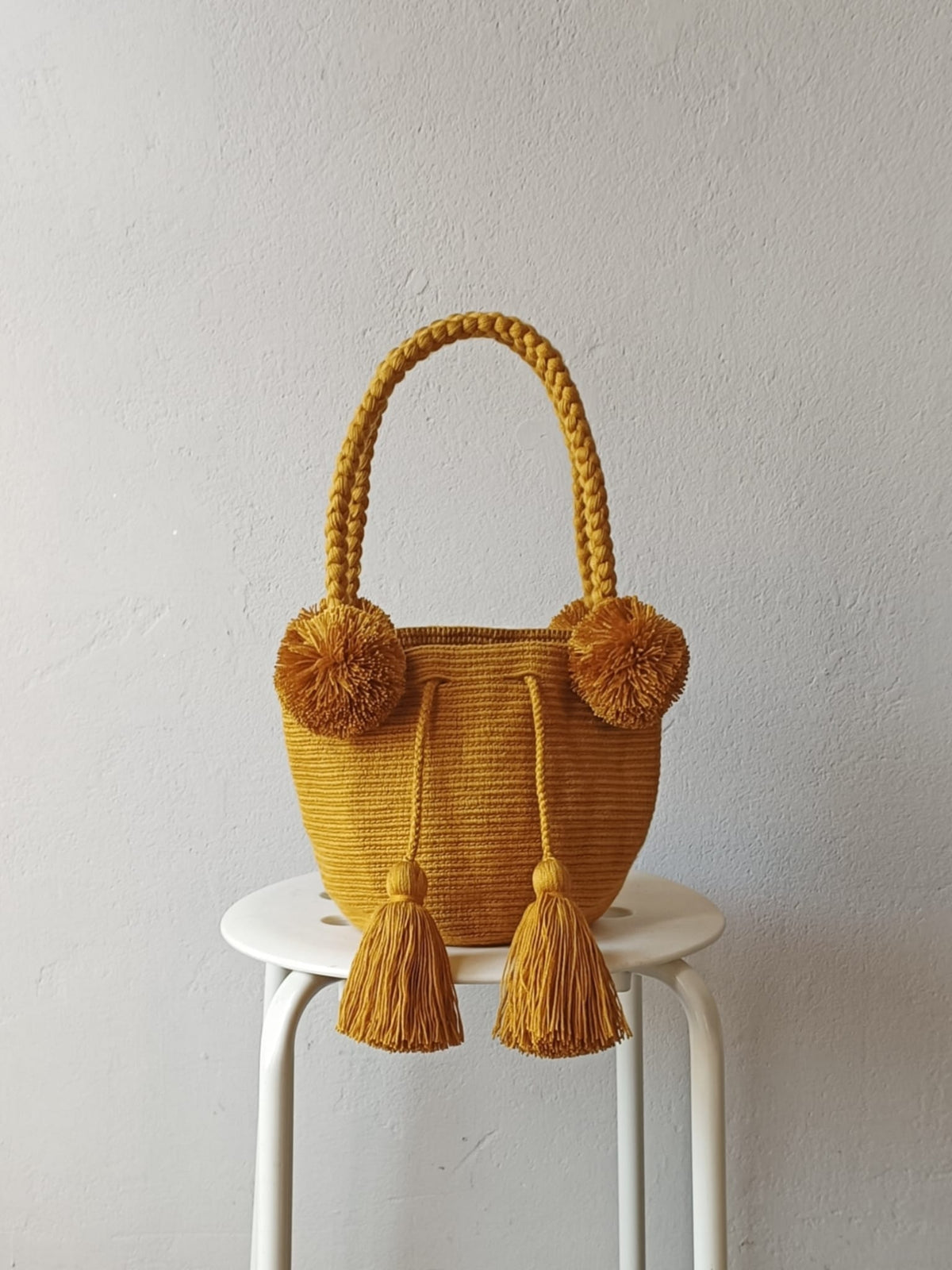 Borsa mochila a mano S monocolore giallo senape