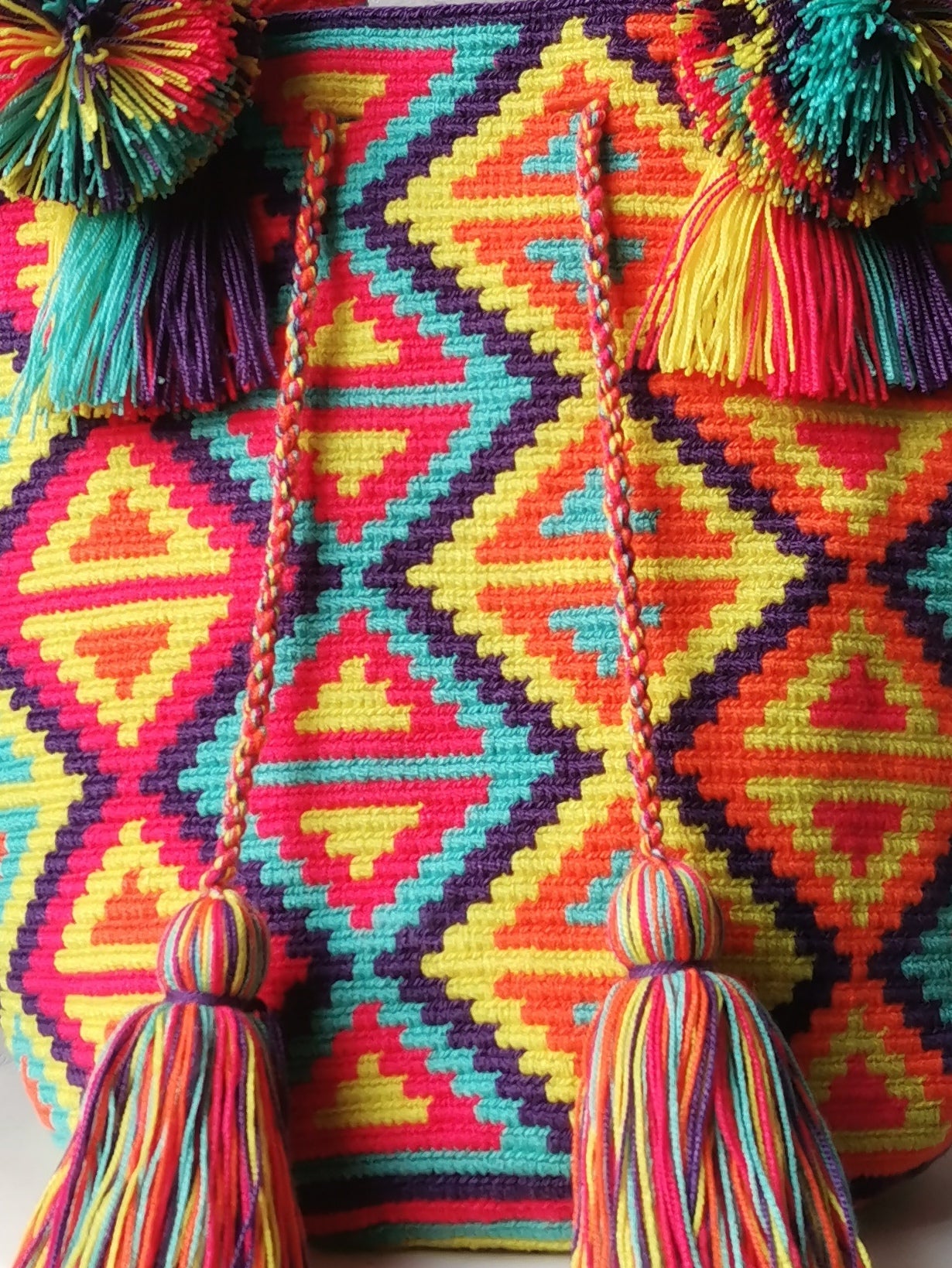 Mochila shoulder bag L purple and yellow