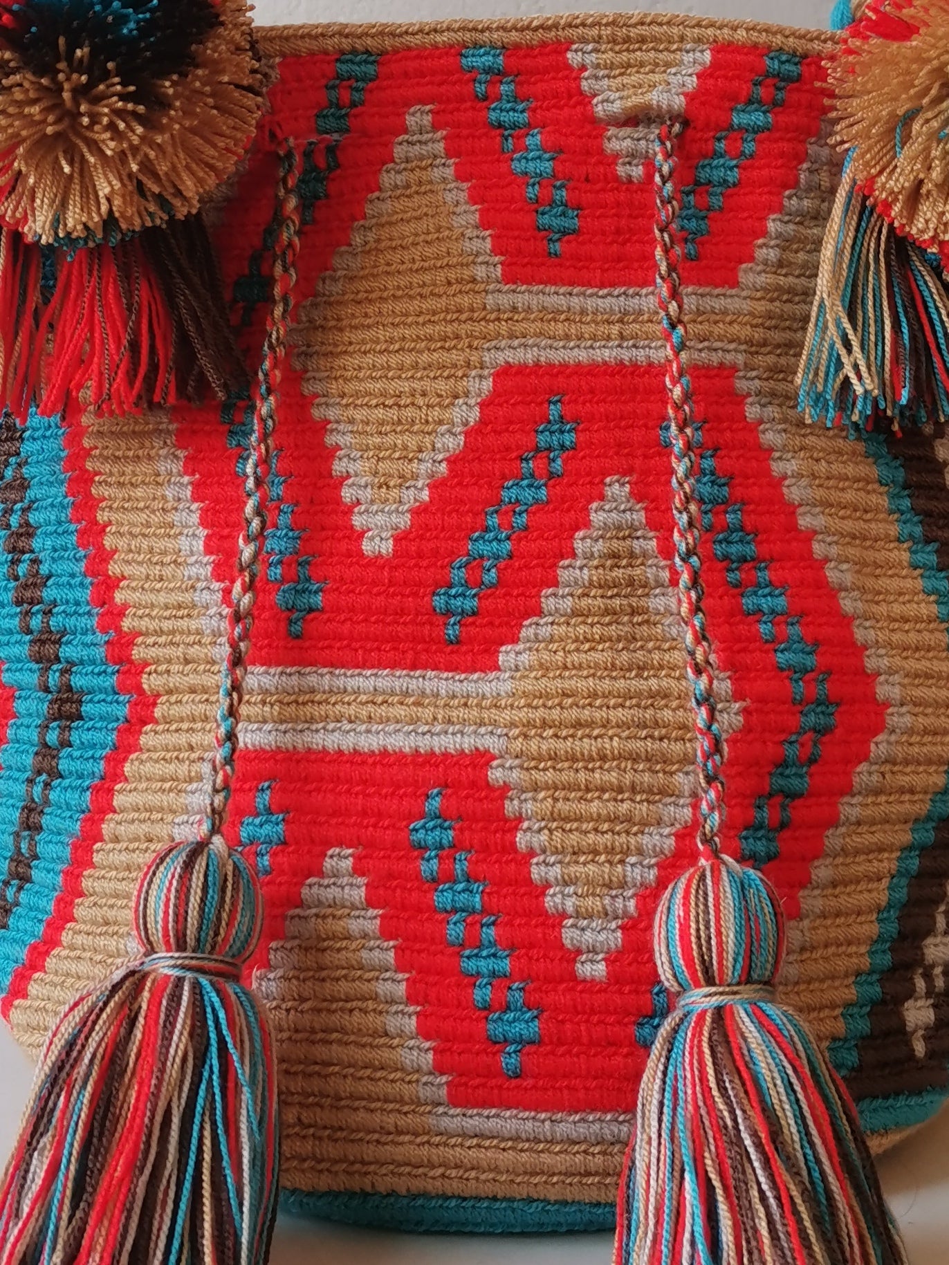 Borsa mochila a mano M/L beige e arancione