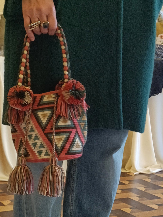 Borsa mochila a mano S rosa scuro e verde militare - 10 YEAR ANNIVERSARY COLLECTION