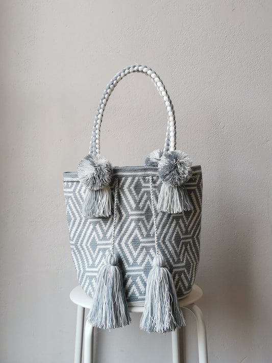 FINE SERIE - Borsa mochila a spalla L bianca e grigia