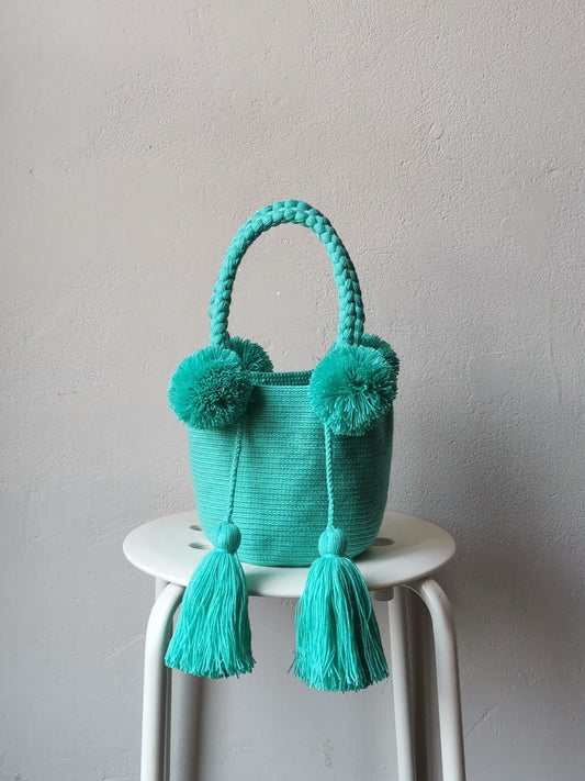 Mochila handbag S single color Tiffany light blue