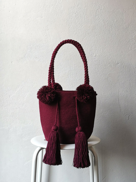 Monocolor bordeaux red M mochila handbag