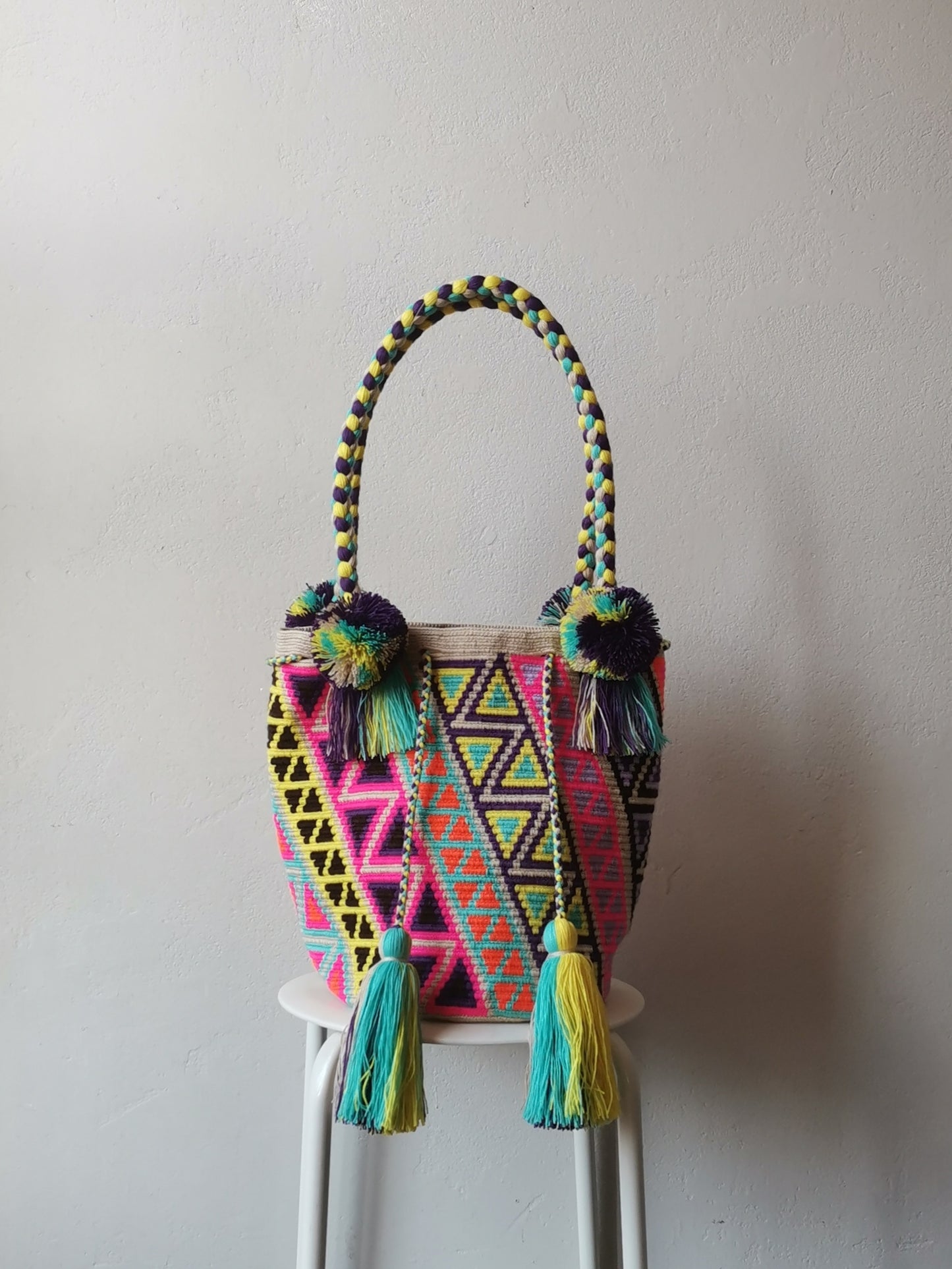 SAMPLE - Mochila shoulder bag L beige and purple 
