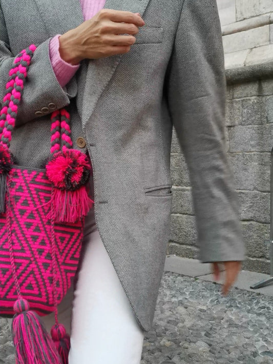 CAMPIONE - M dark gray and bright pink mochila handbag