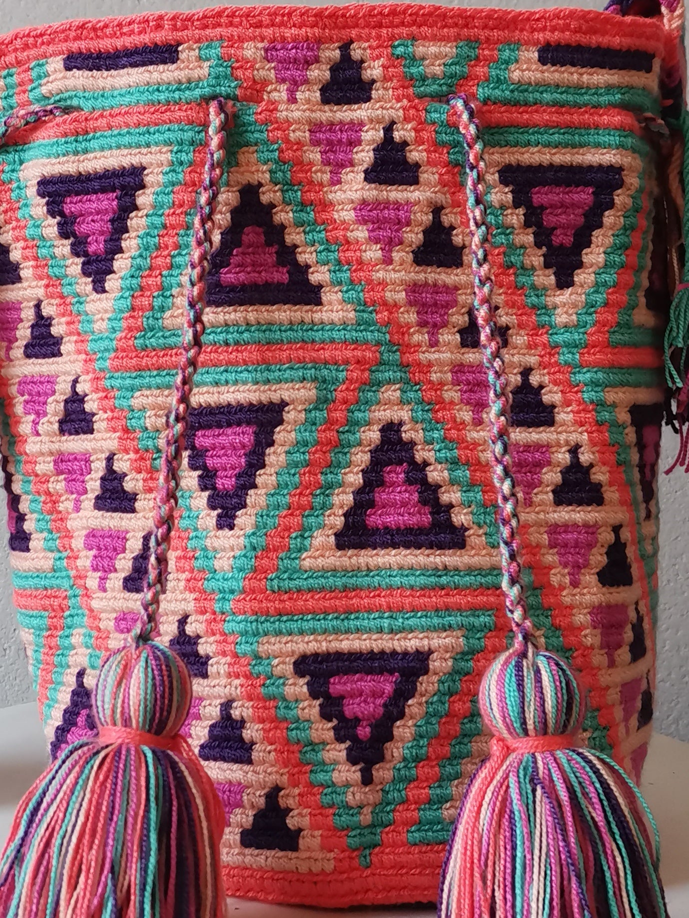 CLOSE OUT - Pink-orange and purple M mochila shoulder bag