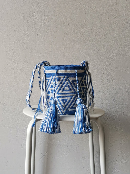 Light blue and beige MINI mochila shoulder bag