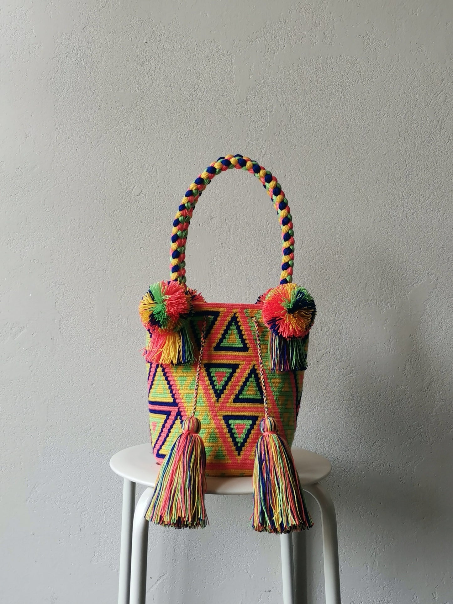SAMPLE - Sac à main mochila M rose saumon et vert