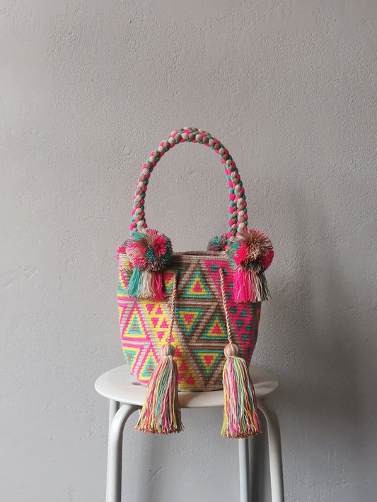 Mochila handbag M beige and yellow - 10 YEAR ANNIVERSARY COLLECTION