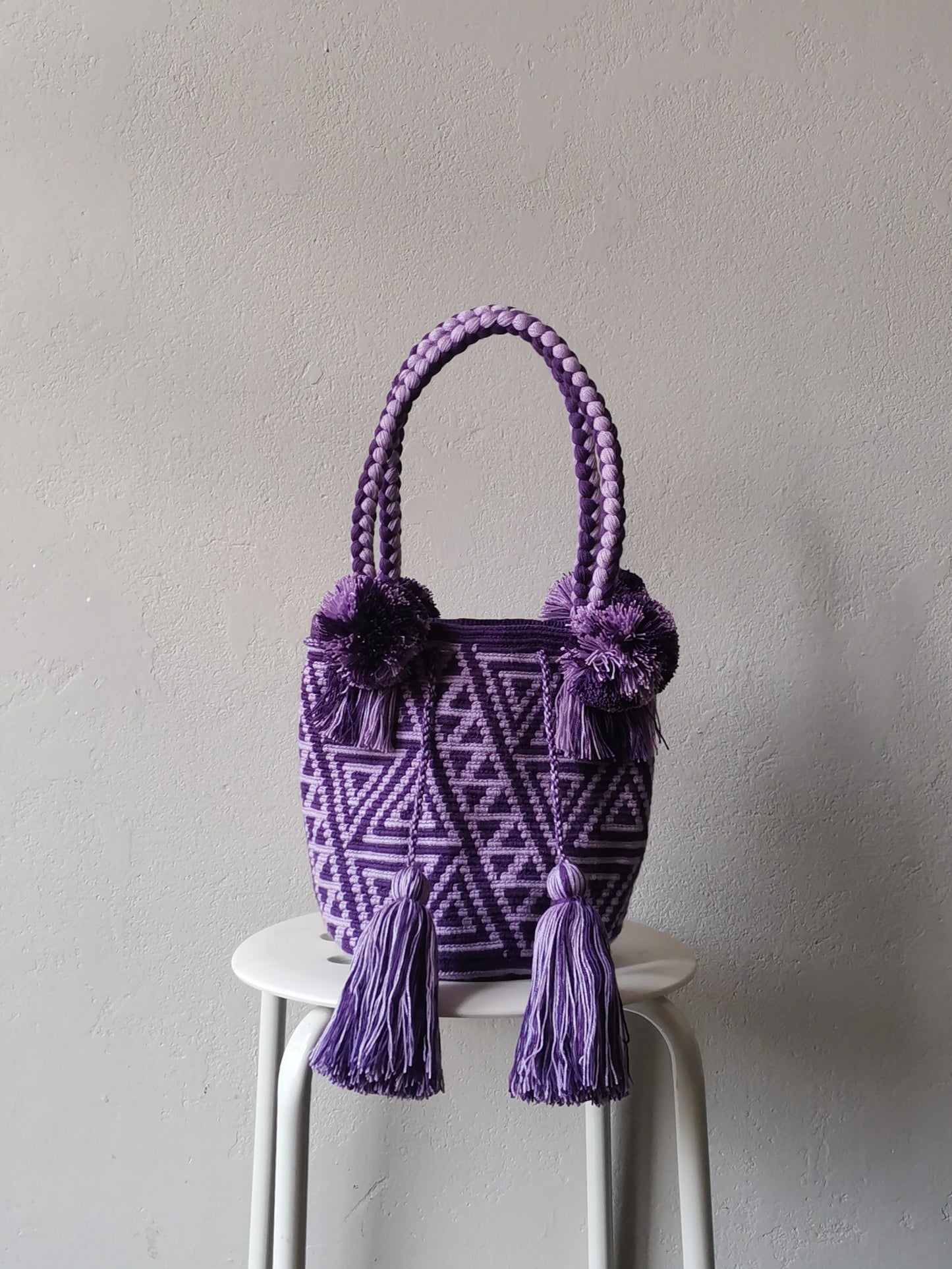 M purple and lilac mochila handbag