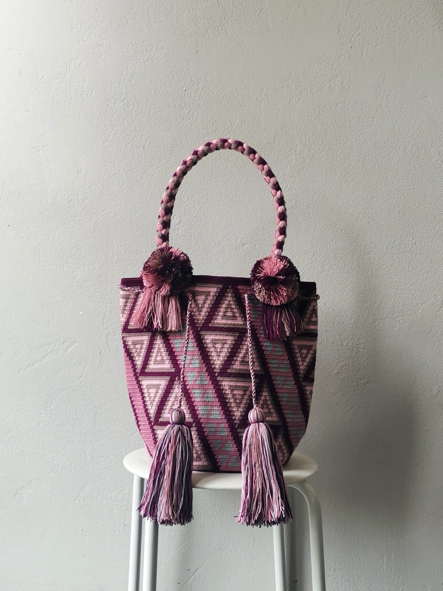 CLOSED OUT - L bordeaux and pink mochila shoulder bag