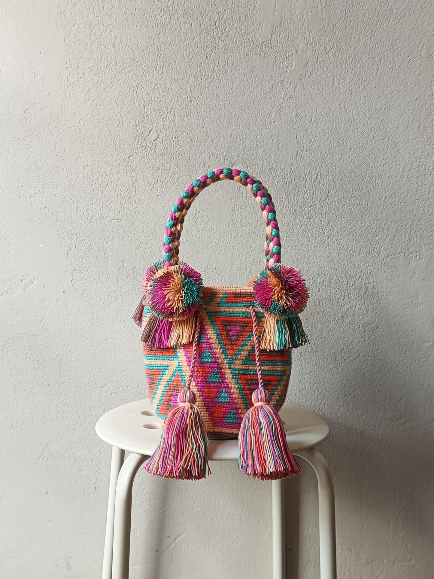 Mochila handbag S light pink and cyclamen pink