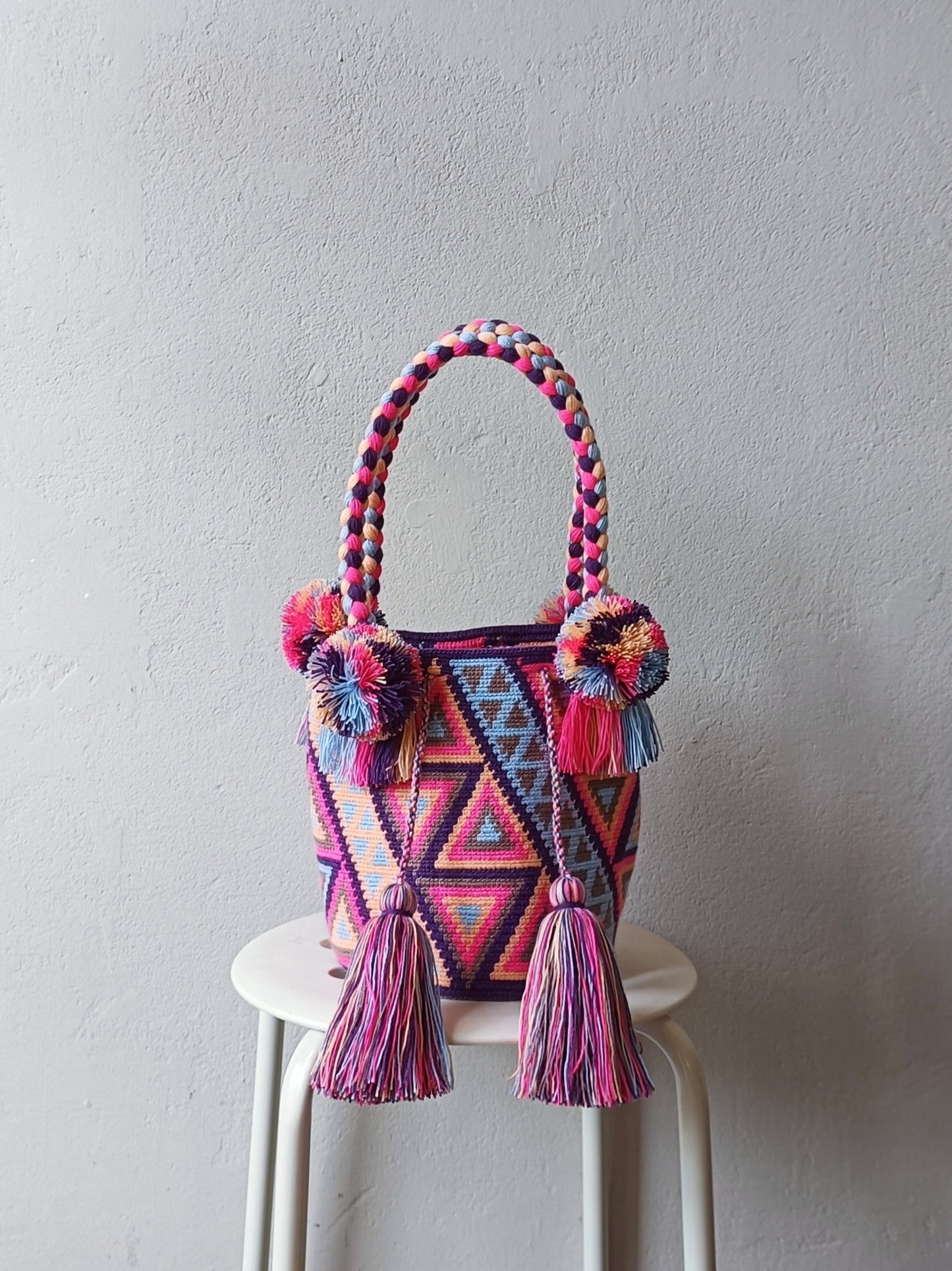 CAMPIONE - M pink and light blue mochila handbag