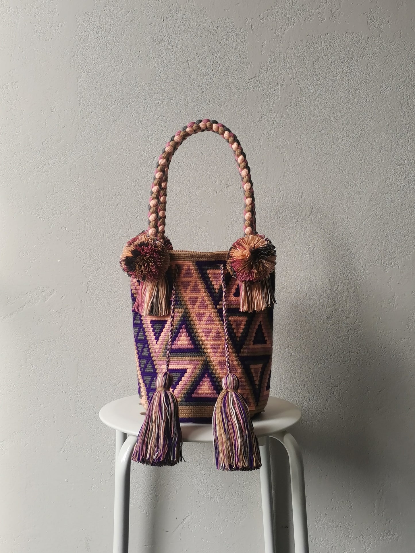 Mochila handbag M lilac and pink