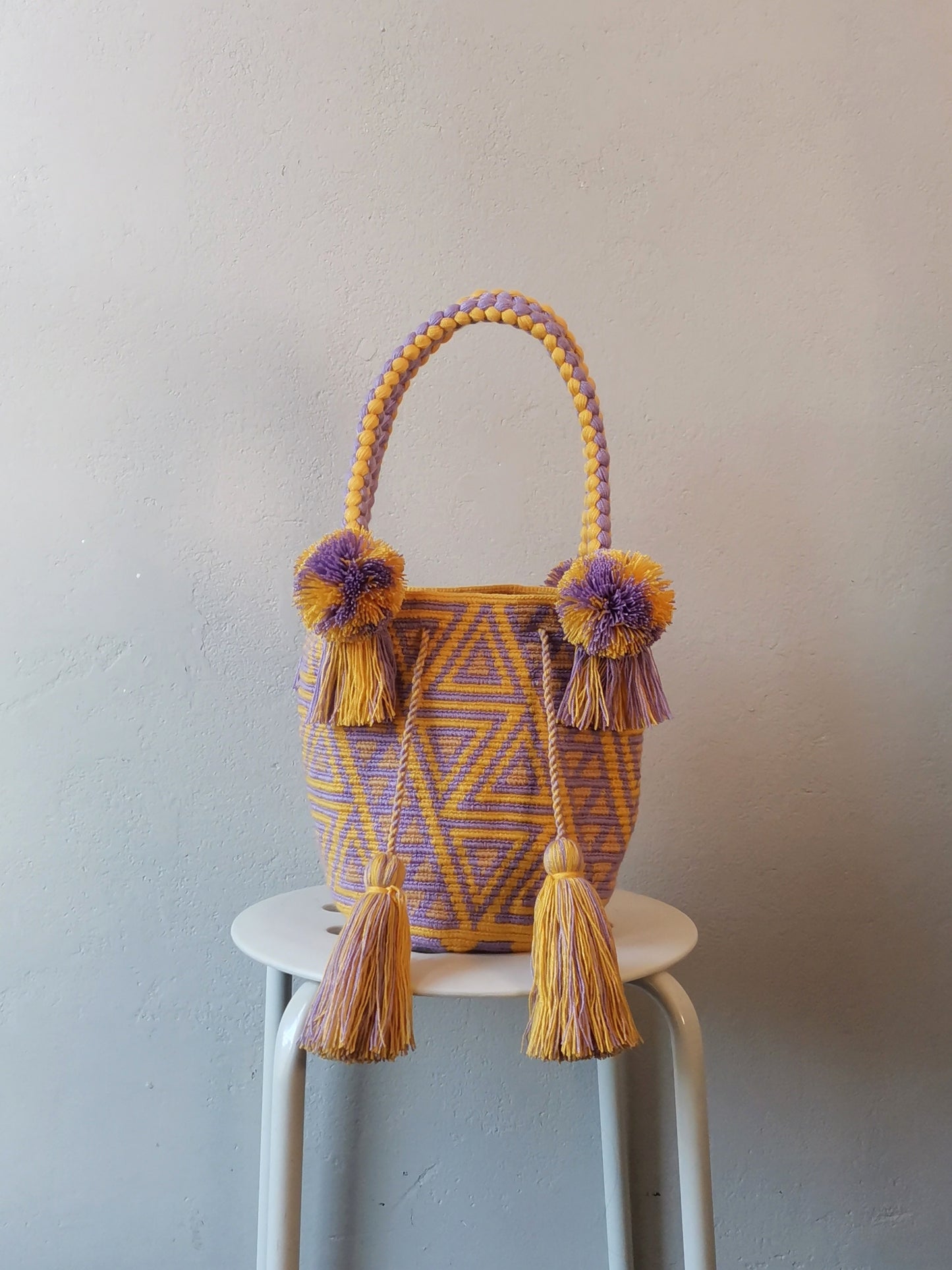 Yellow and lilac M mochila handbag