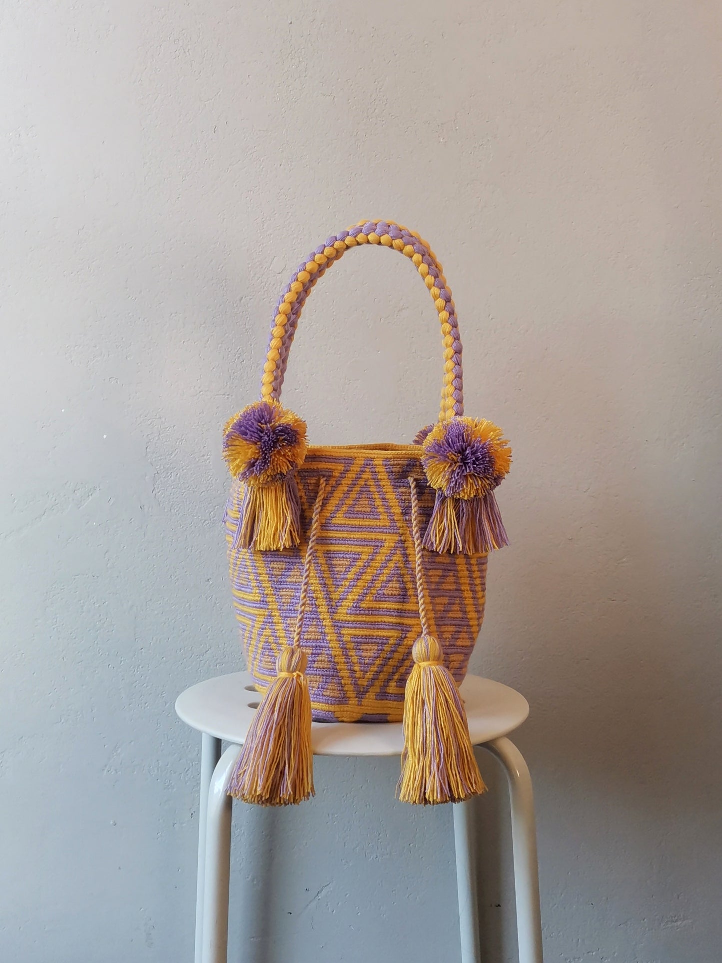 CAMPIONE - Borsa mochila a mano M gialla e lilla