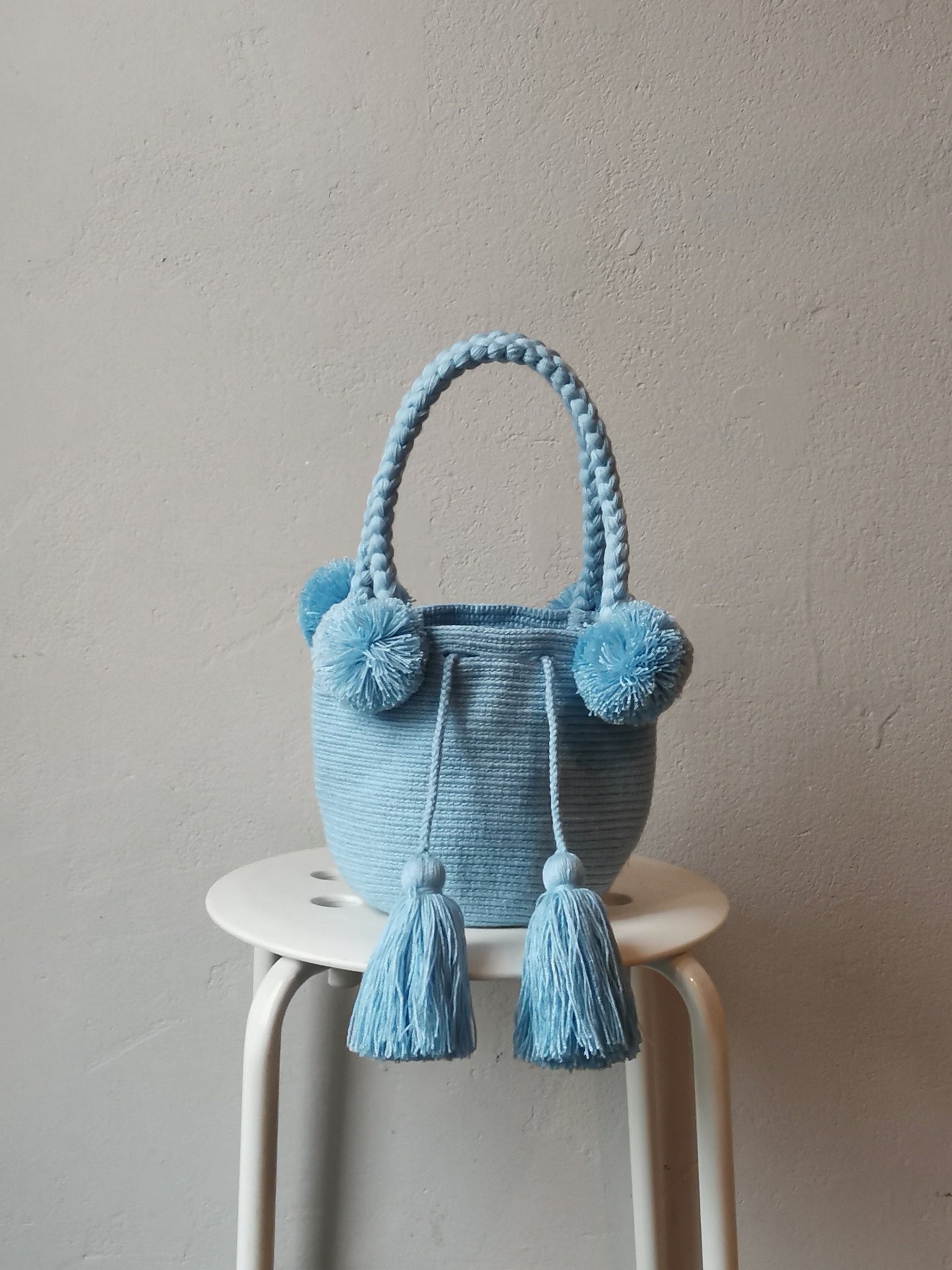 Borsa mochila a mano S monocolore azzurro celeste chiaro