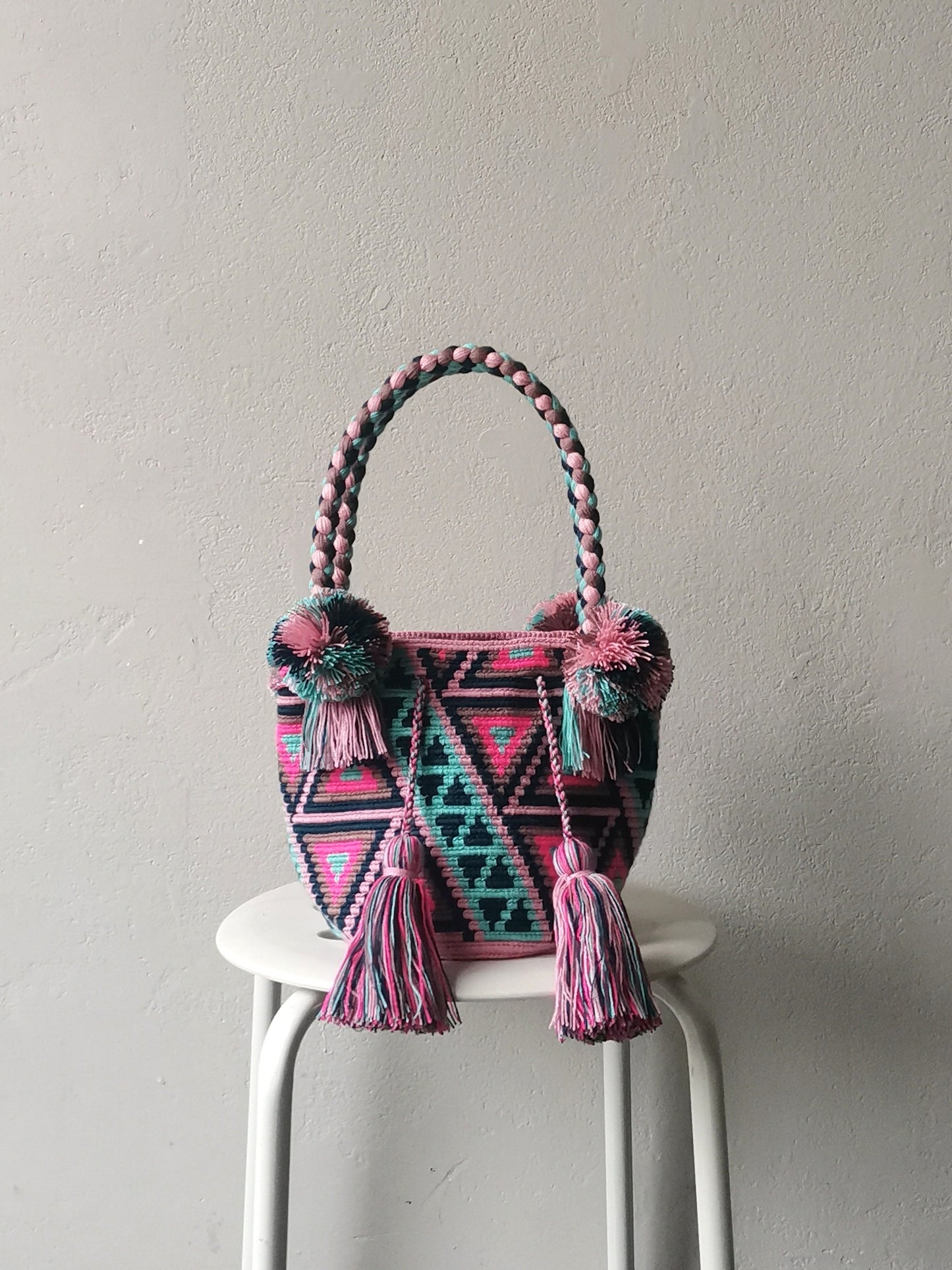 Pink and blue S/M mochila handbag