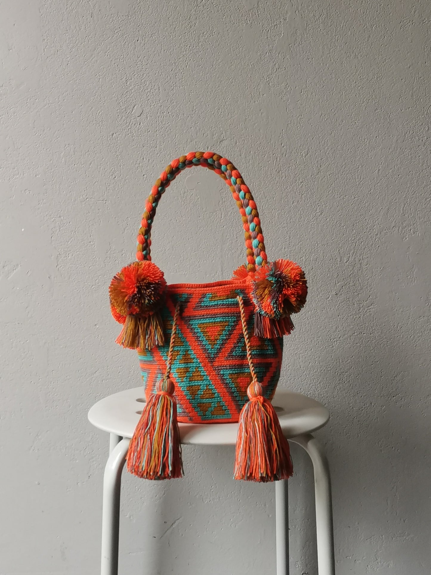 Orange and dove gray S mochila handbag