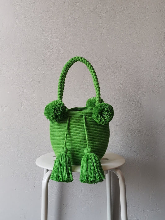 Mochila handbag S in single color light blue and green