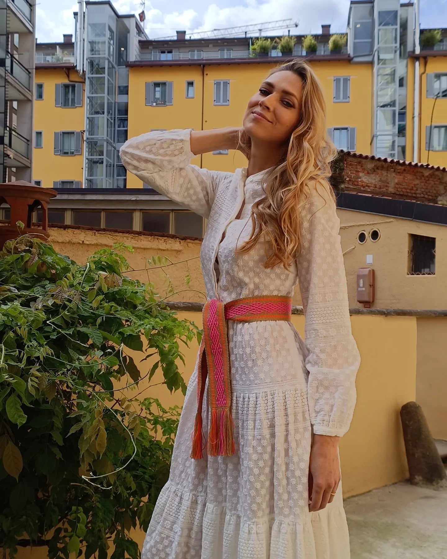 Ceinture beige et rose taille M