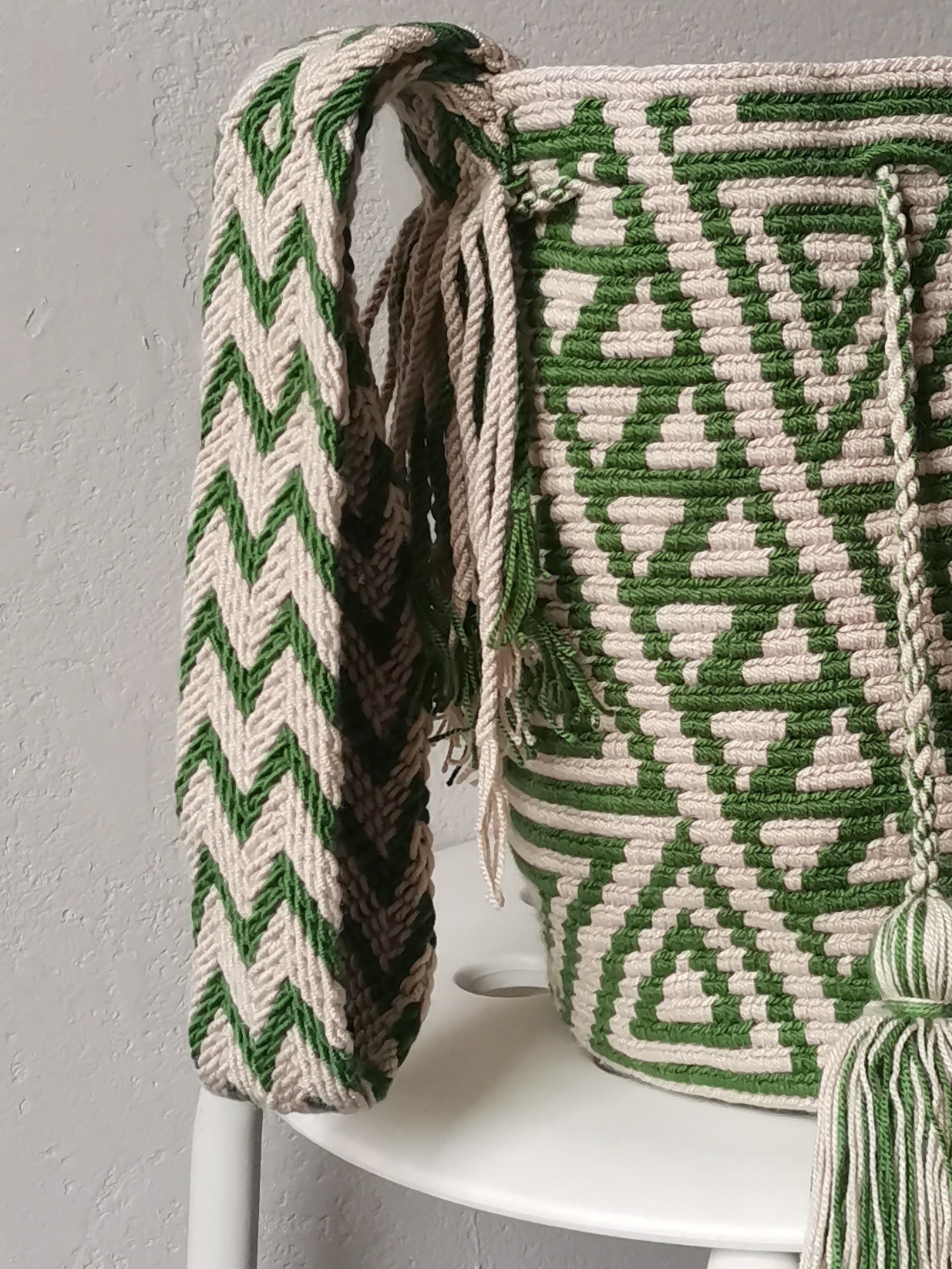 Mochila shoulder bag M/L beige and green