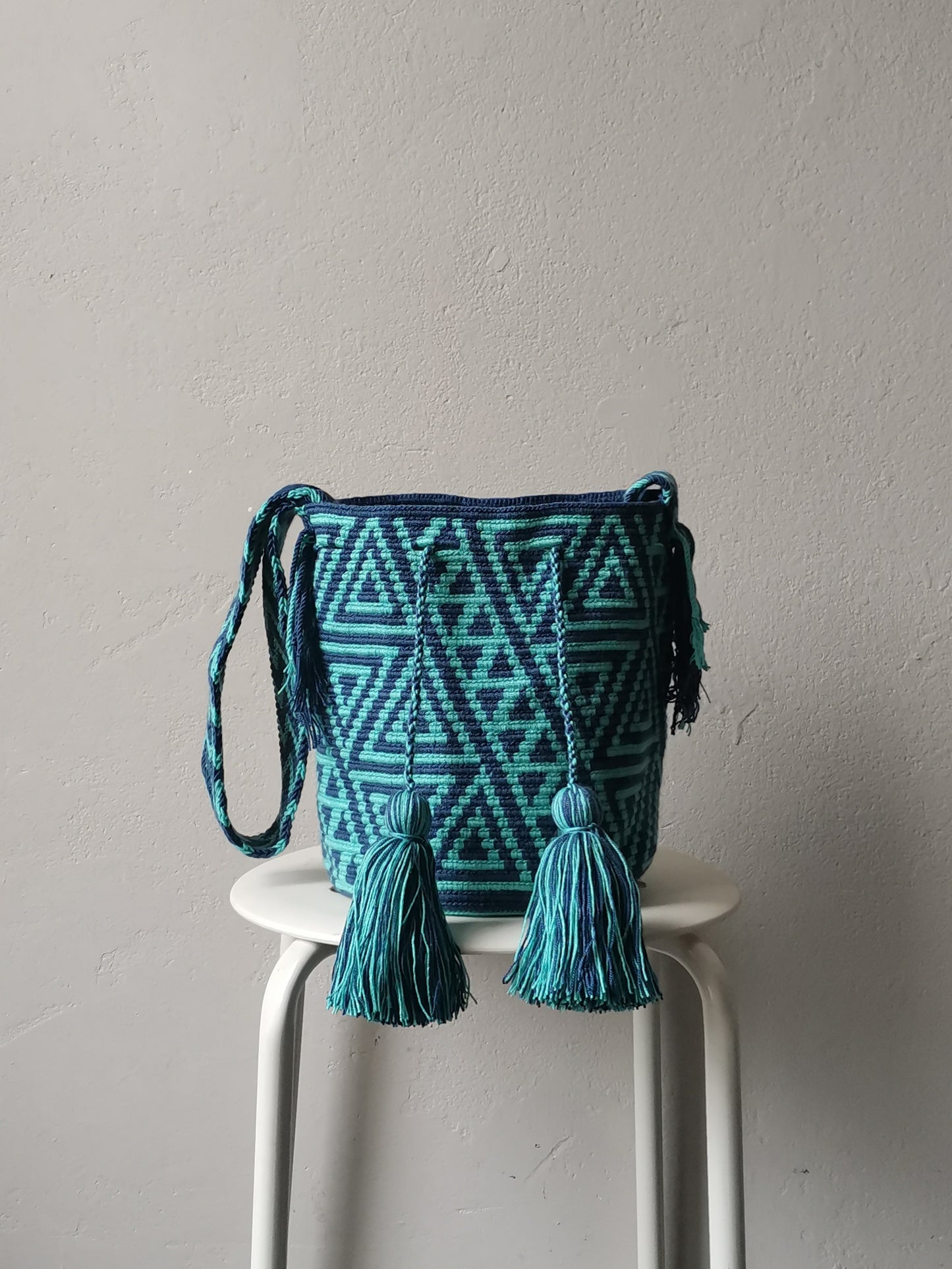 Mochila shoulder bag M blue and Tiffany light blue