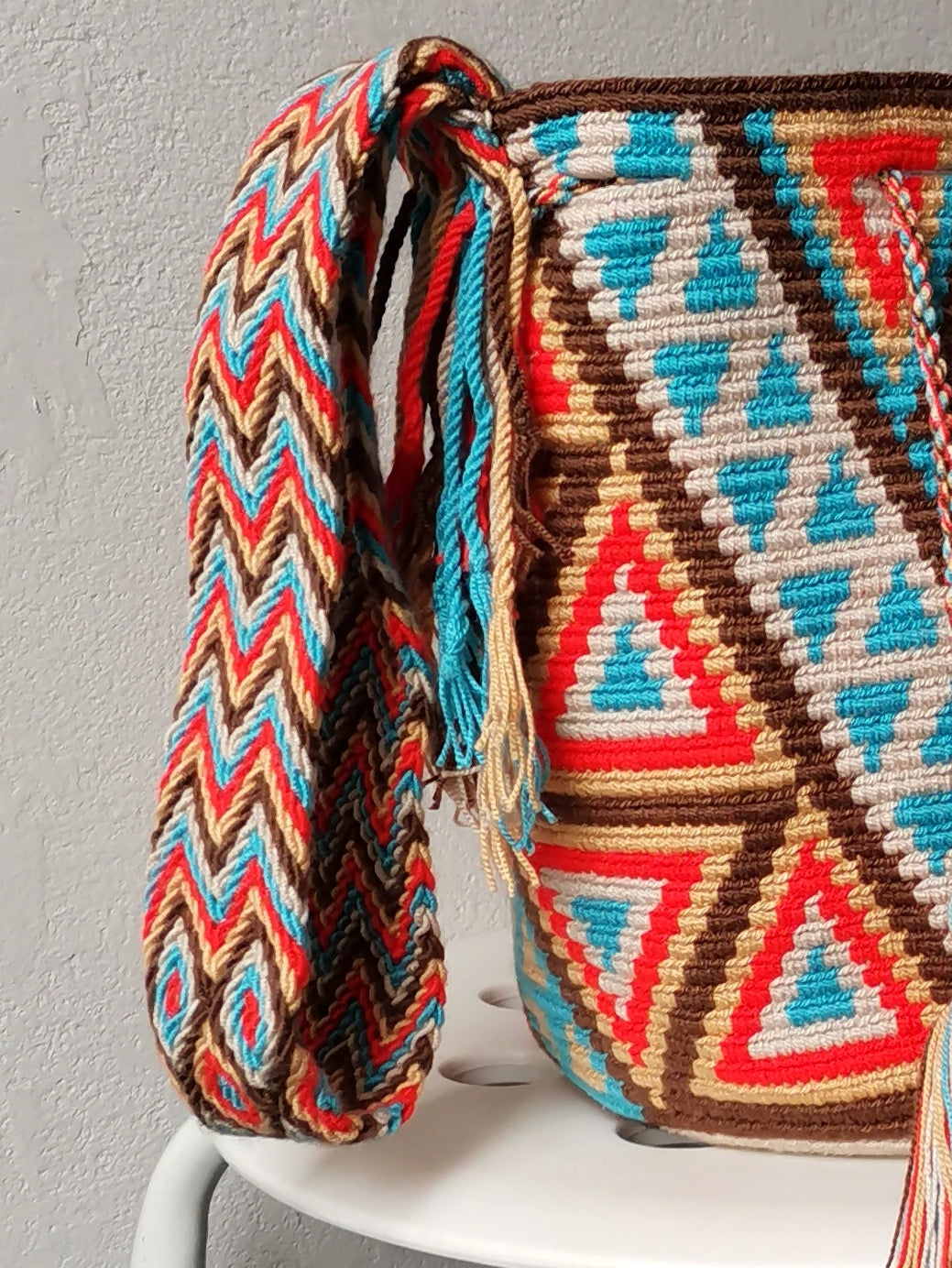 Borsa mochila a tracolla M/L marrone e azzurra