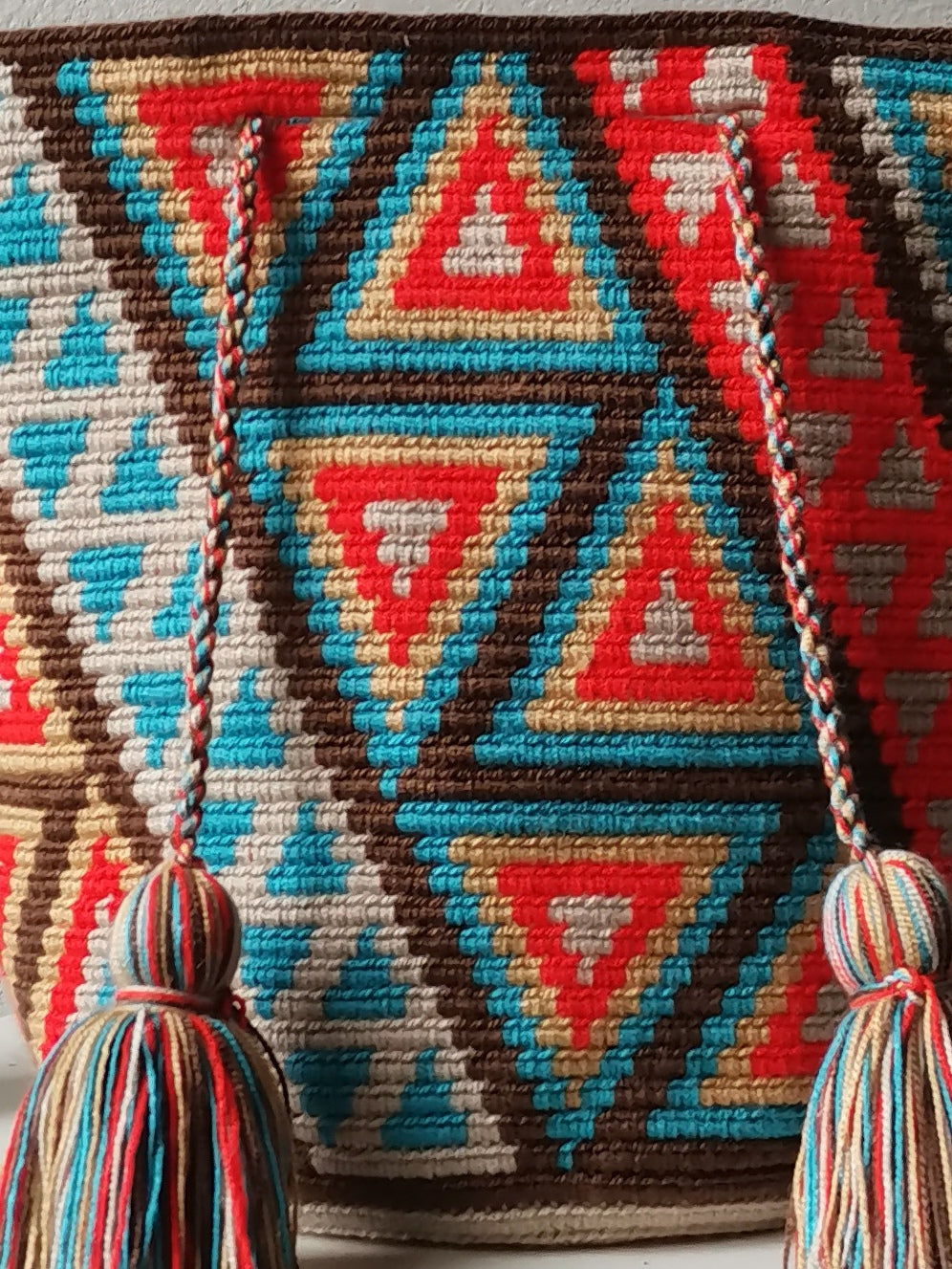 Borsa mochila a tracolla M/L marrone e azzurra