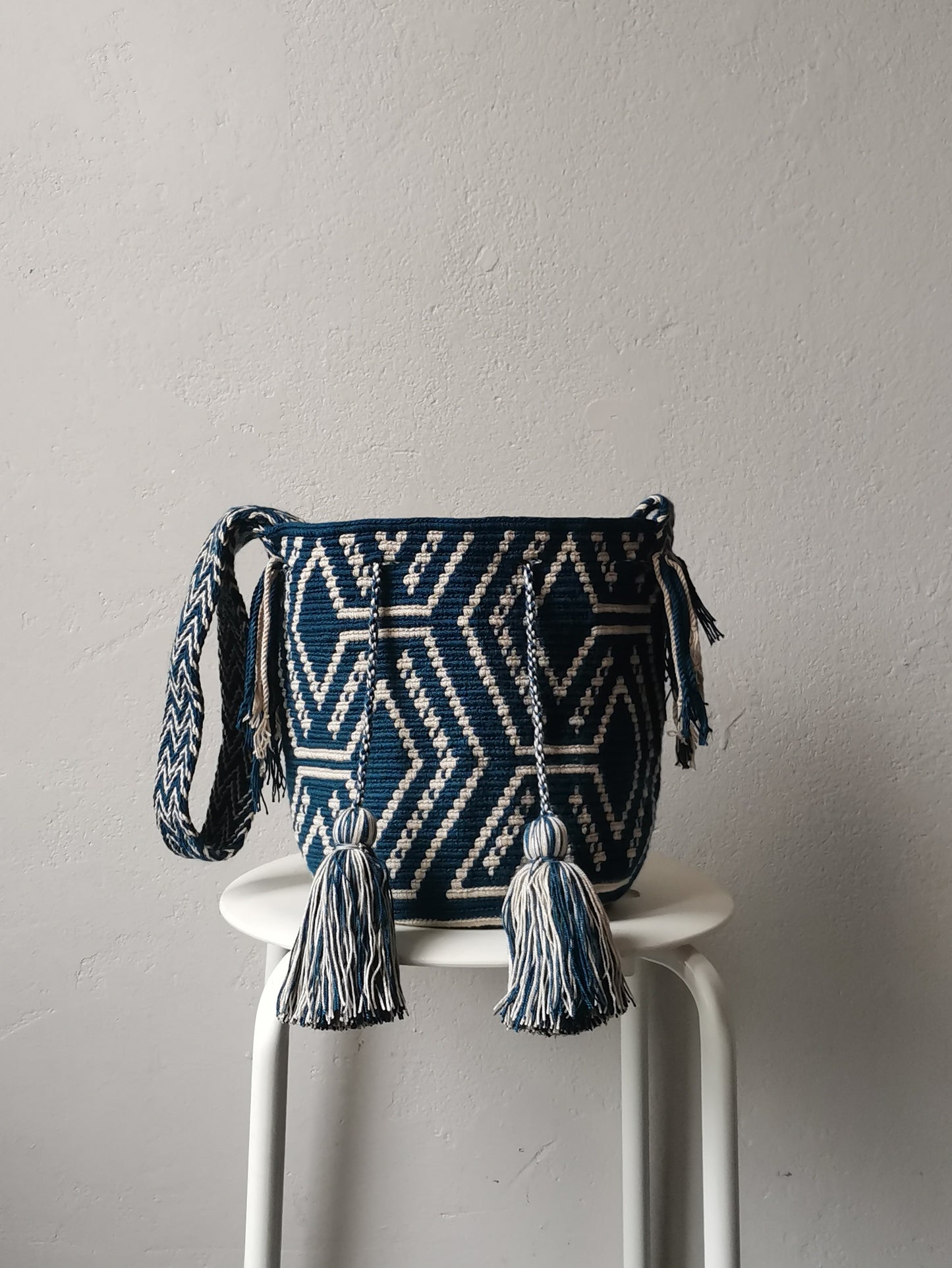 Borsa mochila a tracolla M/L blu petrolio e beige