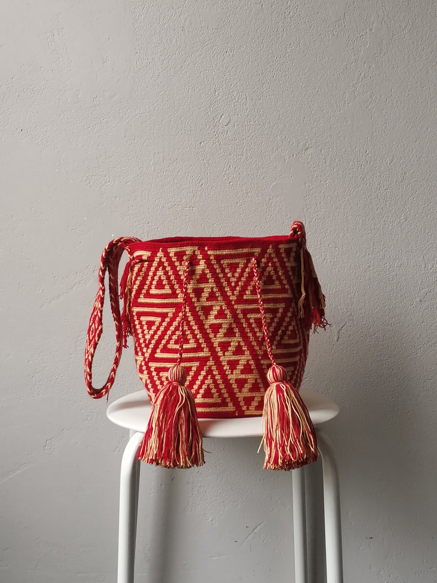 Mochila shoulder bag M/L brick red and beige