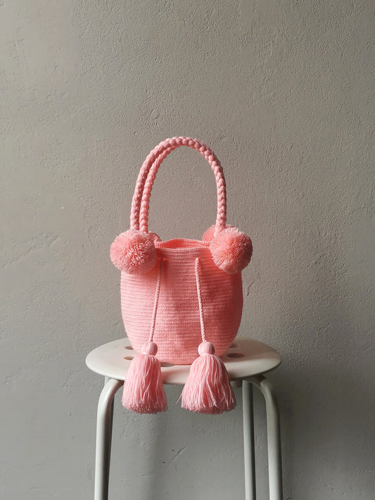 Borsa mochila a mano S monocolore rosa chiaro