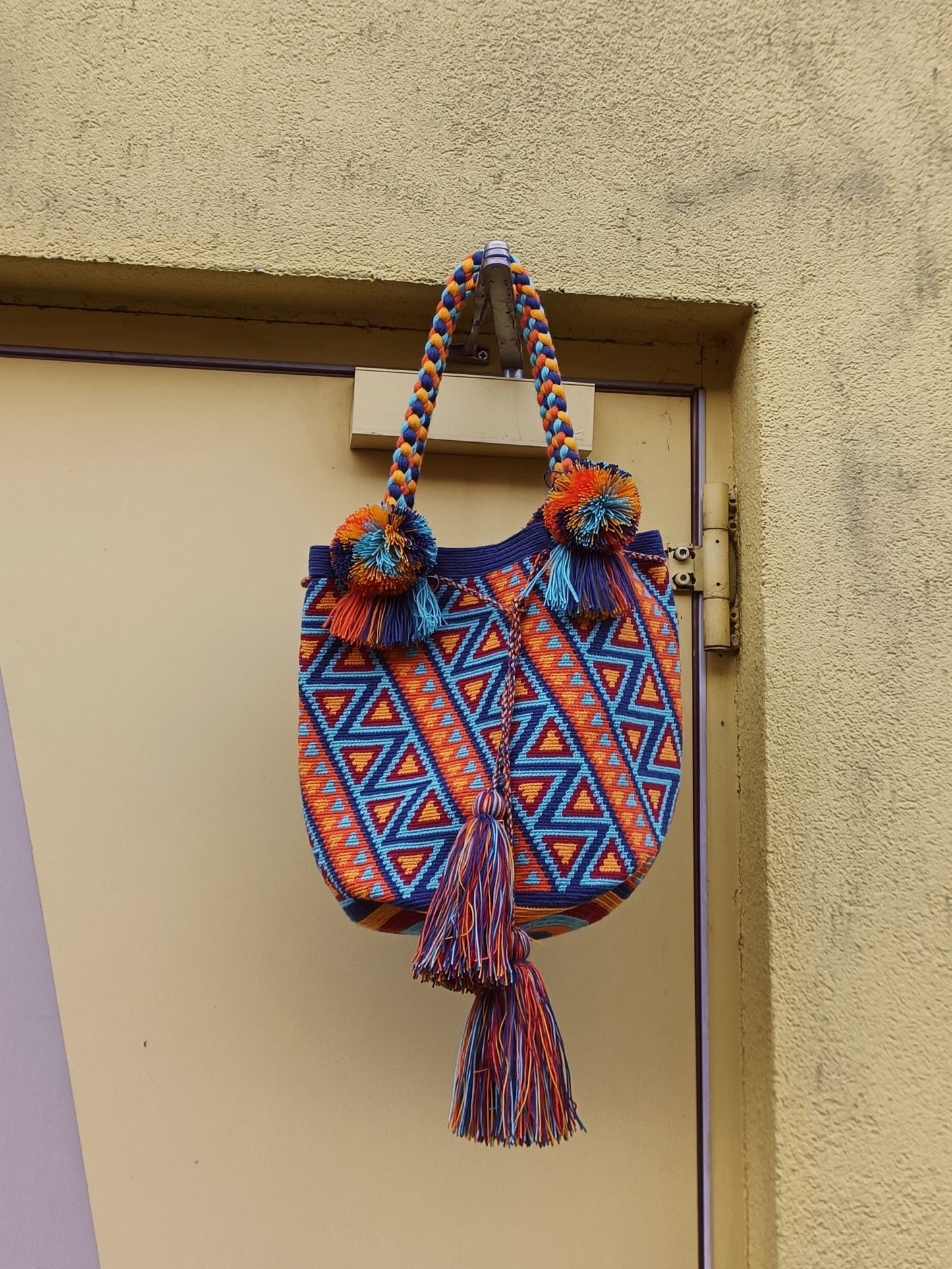 Sac shopping mochila L bleu et orange