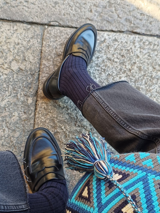 Borsa mochila a tracolla M grigia e blu