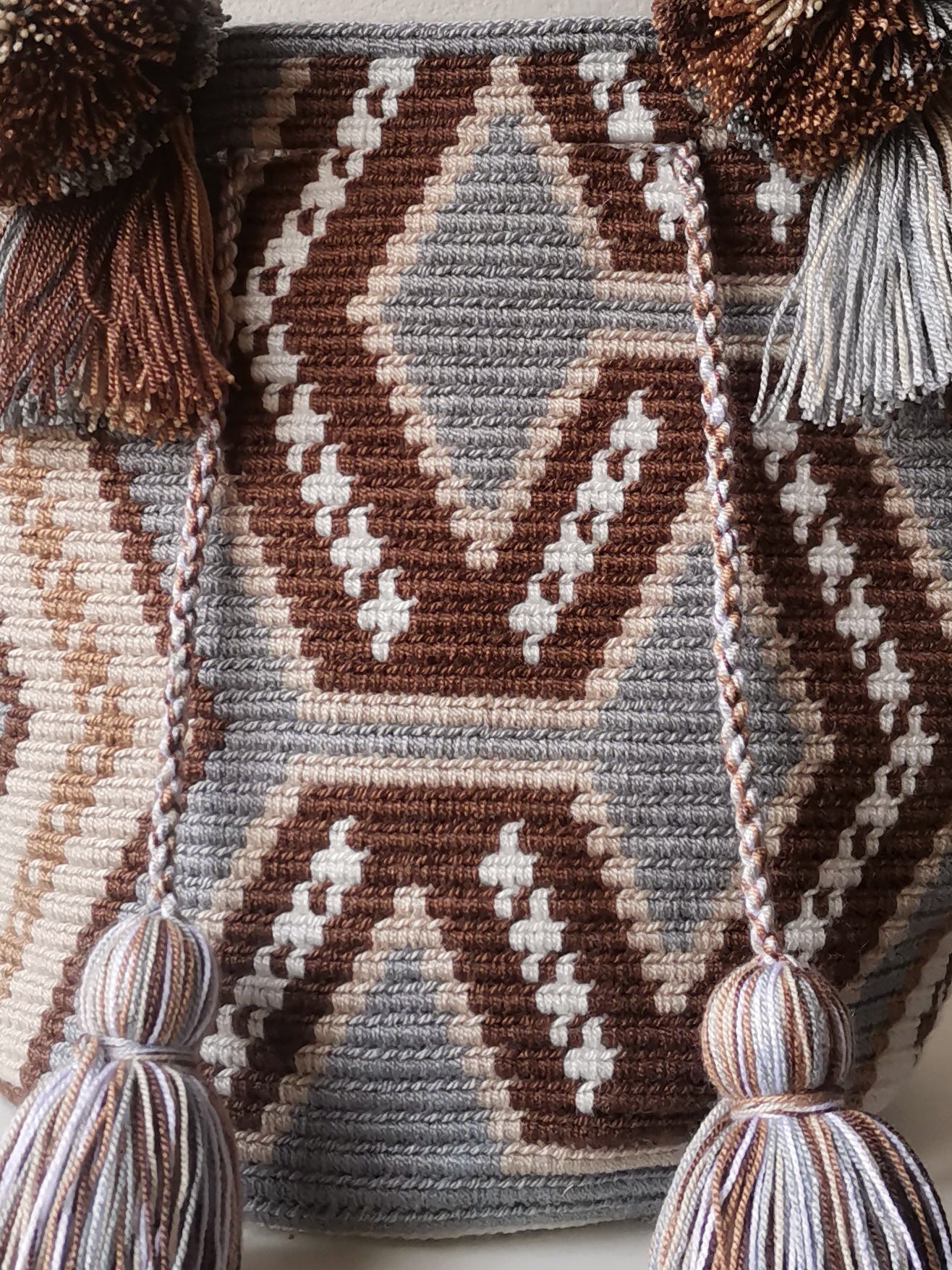 Sac à main mochila M gris perle et marron
