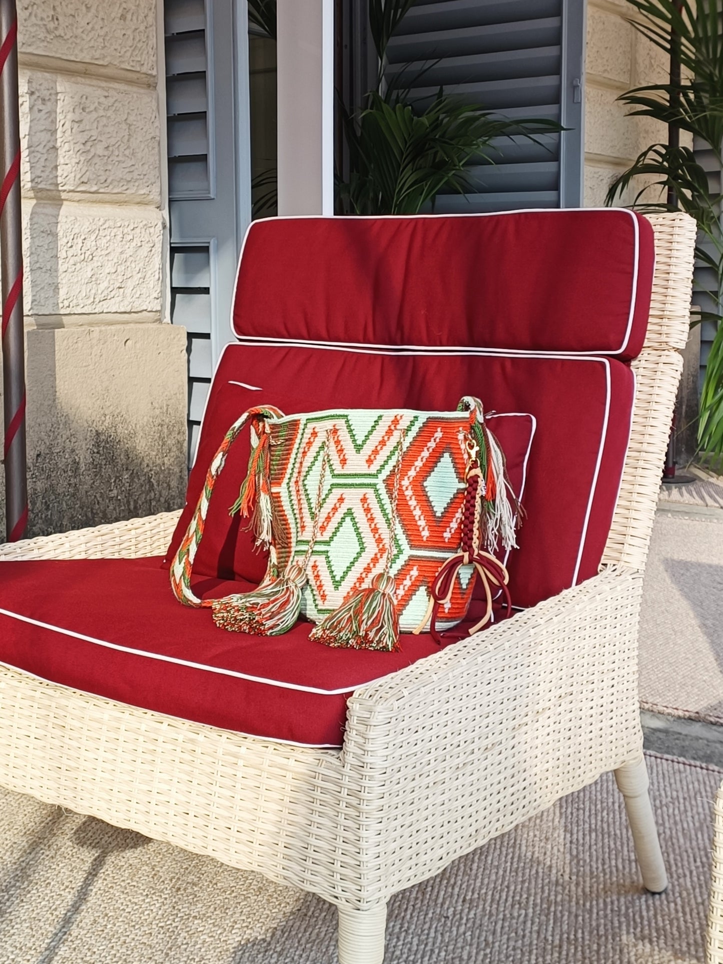 Mochila shoulder bag M/L green and orange-red 