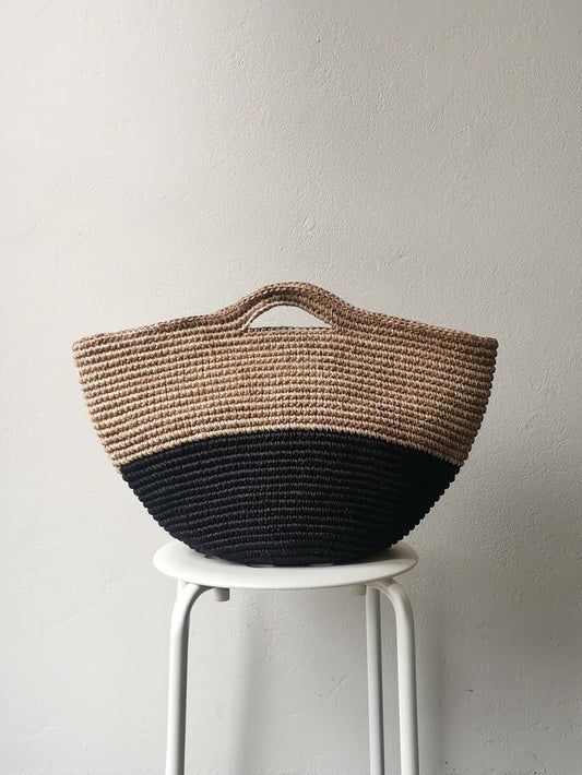 Sac panier Tramae L mélange beige et noir