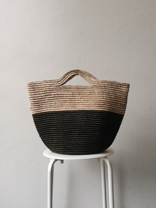 Sac panier Tramae L beige clair et noir