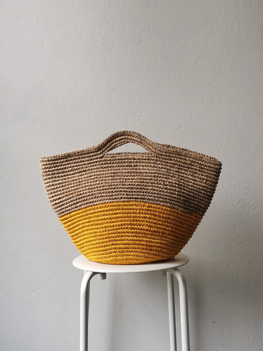 Sac panier Tramae L mélange beige et jaune
