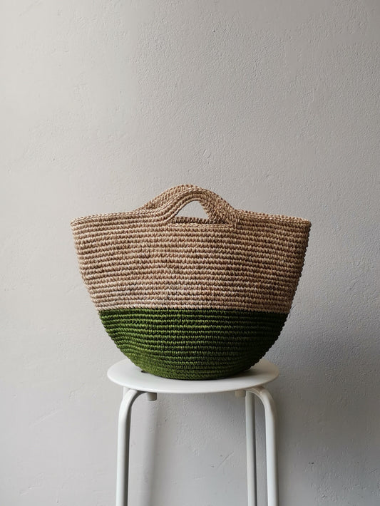 Sac panier Tramae M mélange beige et vert olive